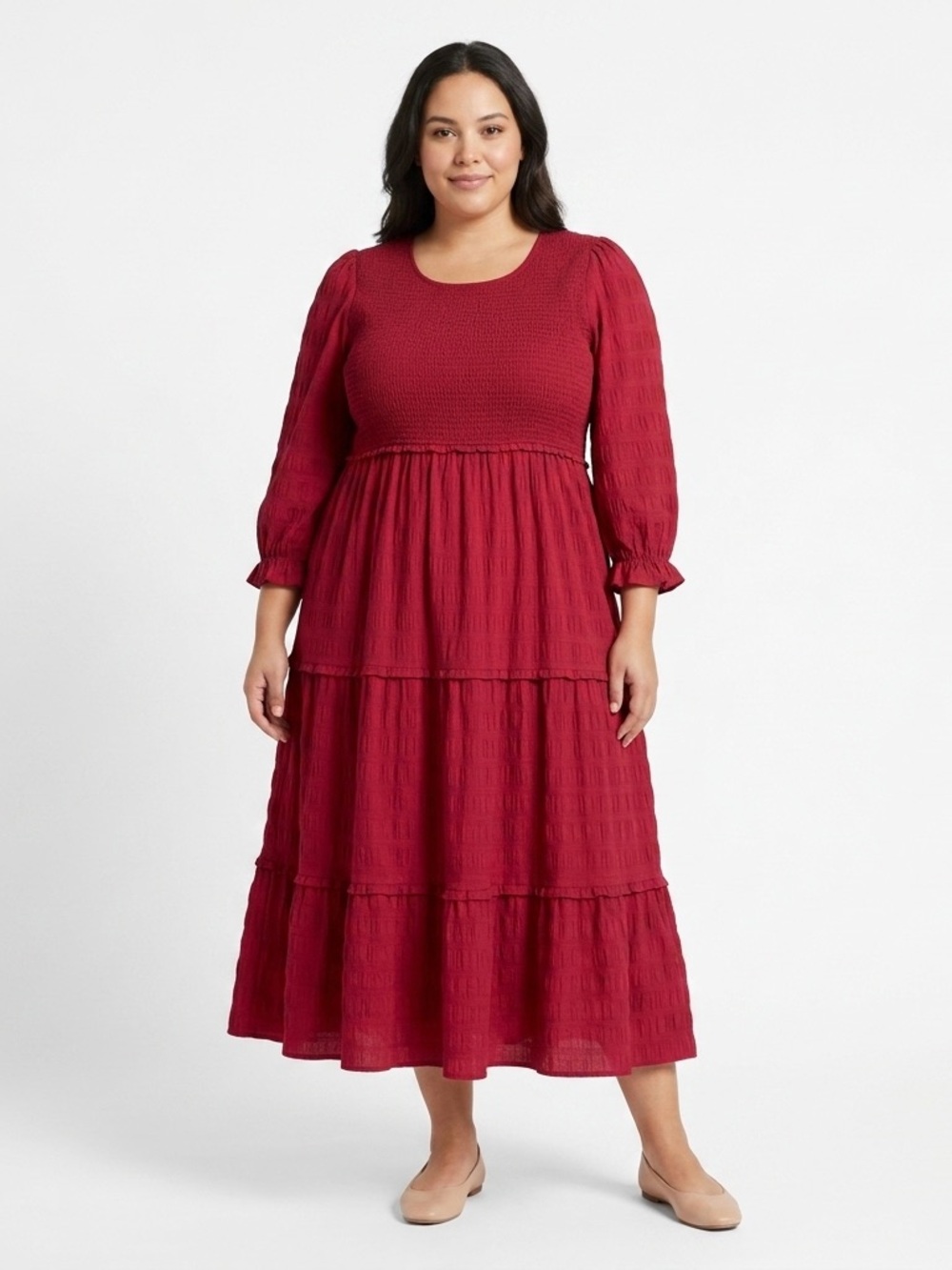 Plus-Size Burgundy Red Maxi Dress